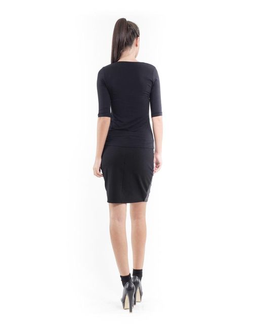 Conquista Black Faux Leather Detail Top