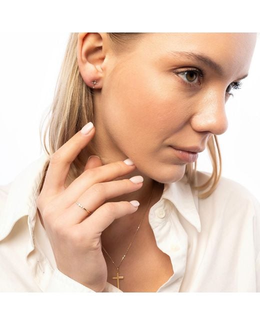 Spero London Metallic 9Ct Solid Cross Earrings