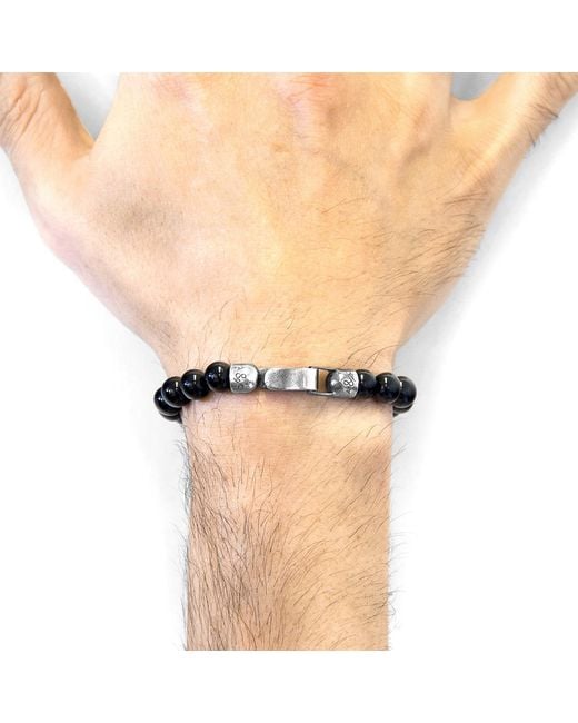 Anchor and Crew Black Onyx Nachi & Stone Beaded Bracelet for men
