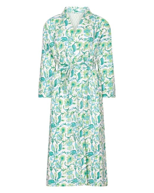 NoLoGo-chic Green Luxury Quilted Hand Block Printed Robe