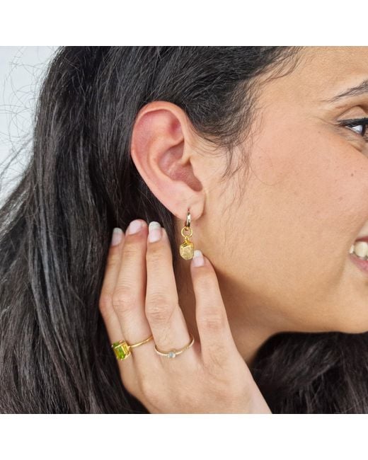 Harfi Metallic Raw Citrine November Birthstone Plated Huggies