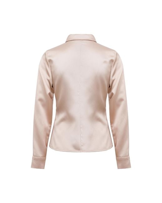 Maan Istanbul Pink Slim Fit Satin Cream Shirt
