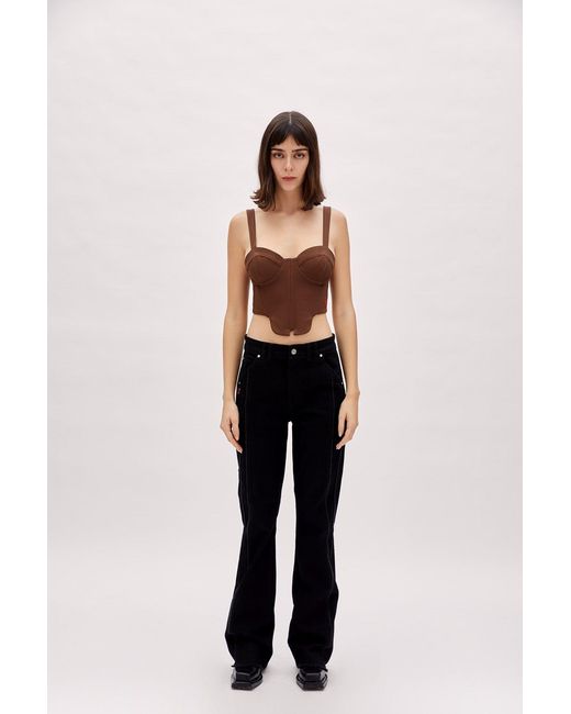 Pcfg Brown Woven Corset Top