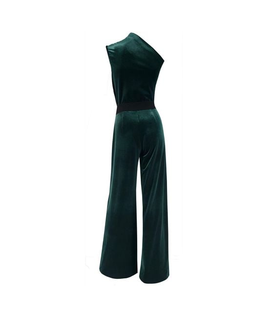 Me & Thee Blue Off The Wall Velvet Jumpsuit