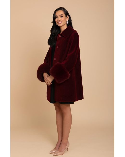 Santinni Red Fairytale Wool & Faux Fur Teddy Coat