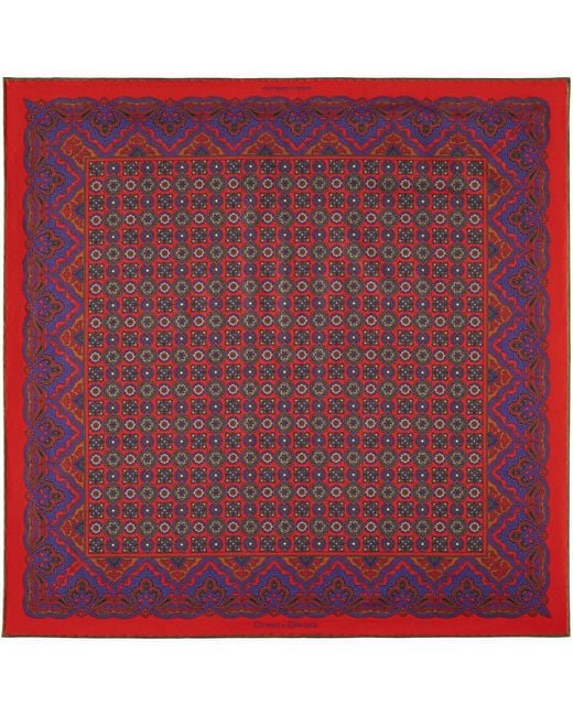 Otway & Orford Purple 'Millefiori' Silk Pocket Square for men