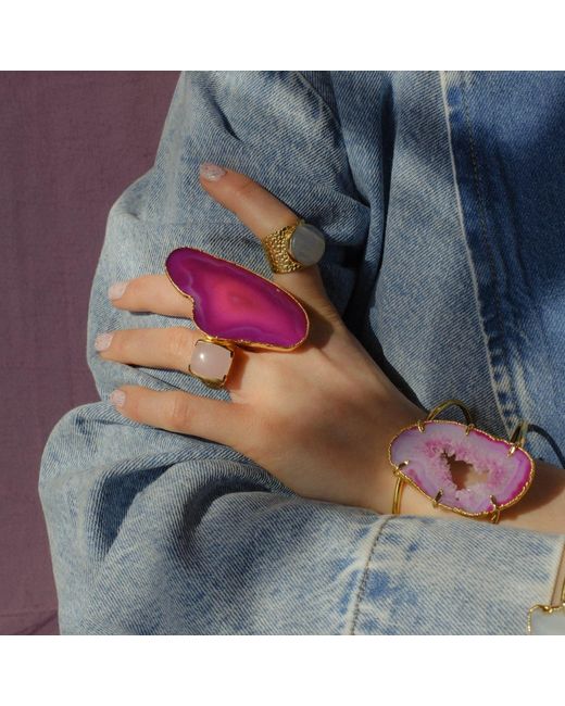 YAA YAA LONDON Yellow 'Happy' Rose Quartz Gemstone Ring