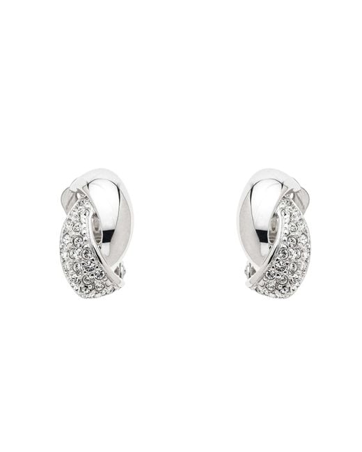 Emma Holland Jewellery White Platinum Crystal Twist Clip Earrings