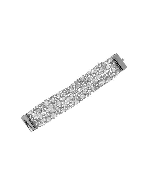 Lavish by Tricia Milaneze Metallic Neutrals Clear & Aurora Handmade Crochet Bracelet