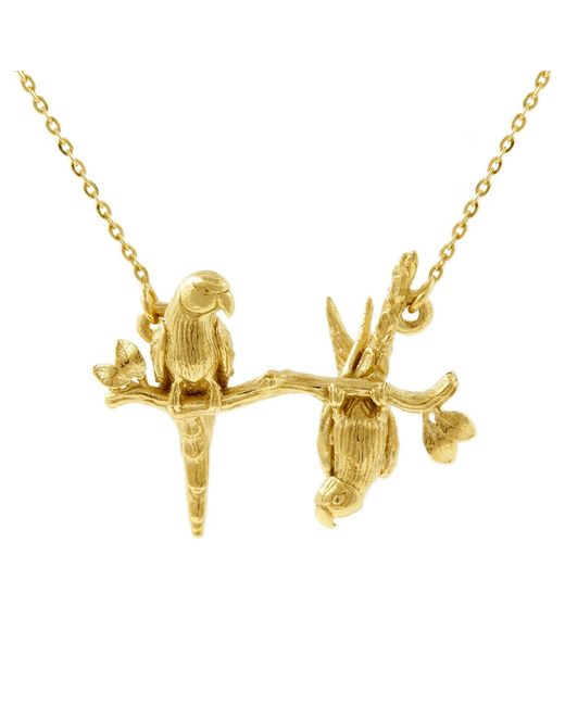 Lee Renee Metallic Parakeet Necklace – Two Friends On A Branch –