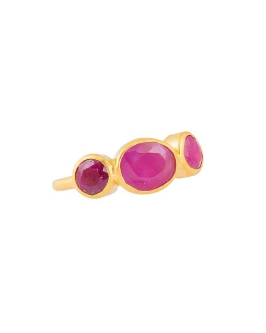 Opium Jewels Pink Triple Stone Ruby Ring