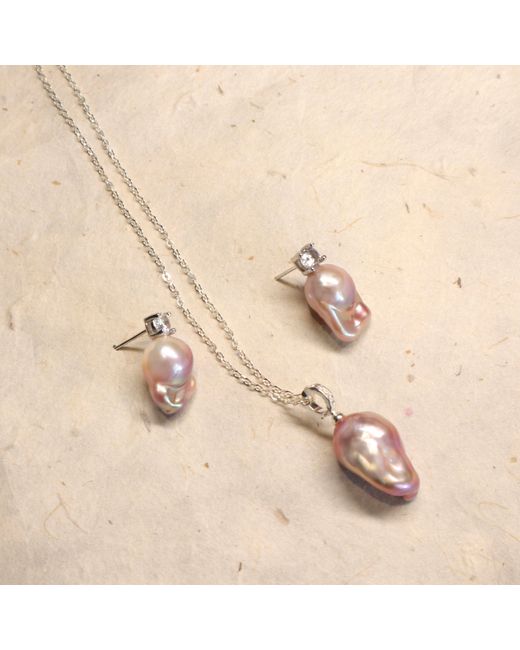 Ninemoo Purple Aurora Baroque Pearl Earrings