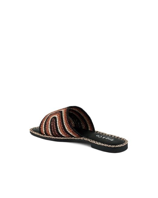 Rag & Co Brown Kente Patterned Raffia Slip-On Flats