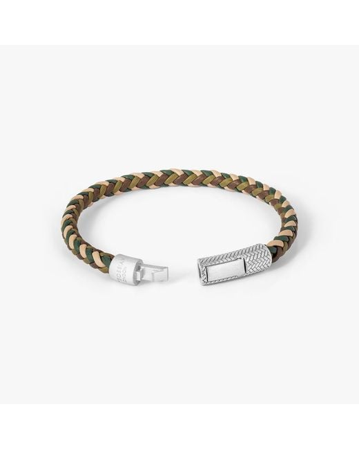 Tateossian Metallic Herringbone Click Multi Pelle Bracelet for men