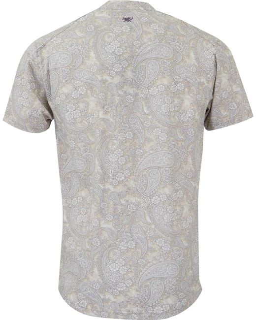 Lords of Harlech Gray Neutrals Maze Paisley Romance V-Neck Tee for men
