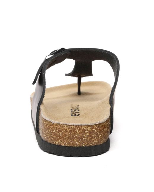 EverAu Australia Black Flamingo Leather Toe Thong Sandals