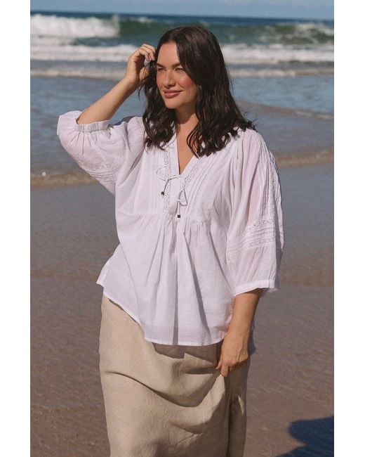 Adrift Clothing White Cairo Boho Blouse