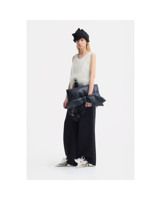 Julia Allert Black Neutrals Statement Waist Wide-Leg Trousers –
