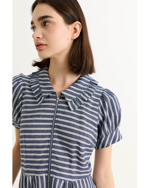 Louche Blue Yassine Ticking Stripe Midi Dress