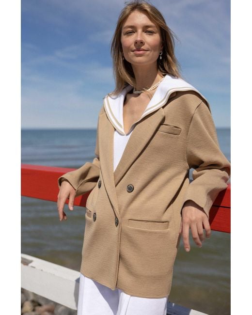 SALANIDA Natural Forza Knitted 100% Merino Blazer Beige