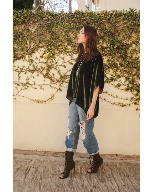 Jennafer Grace Brown Silk Velvet Scarf Blouse