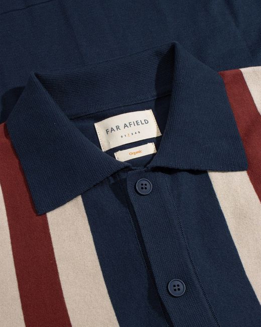 Far Afield Blue Velzy Simple Stripe Knit Shirt for men