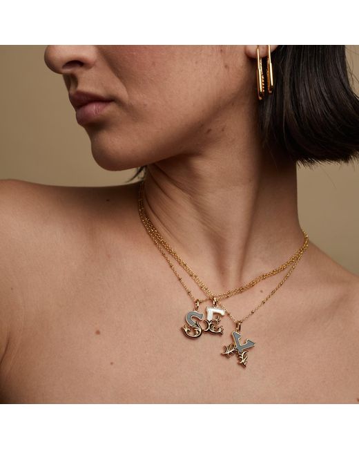 Kasun Metallic Solid Q Initial Necklace With Mother Of Pearl