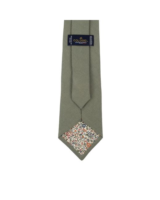 LE COLONEL Green Clay Linen Tie for men