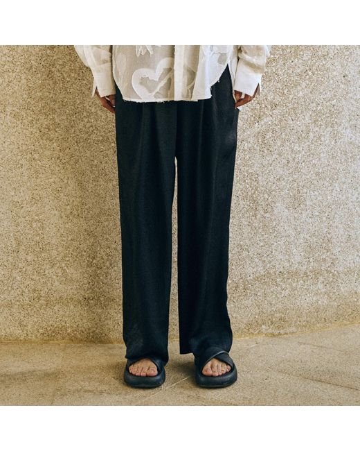 Lost Pattern Black Beach Blossom Wide-Leg Pants