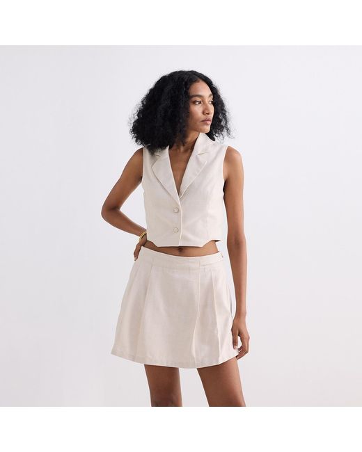 REISTOR Pink Cropped Cotton Tweed Vest