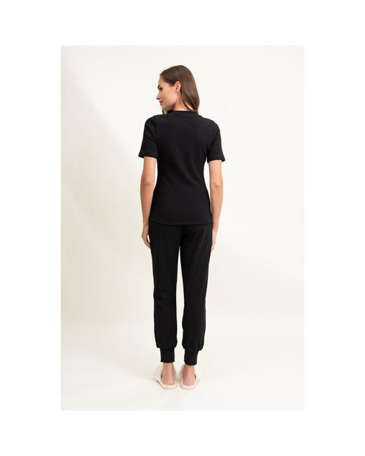 Oh!Zuza Black Cotton Ribbed Sweatpants