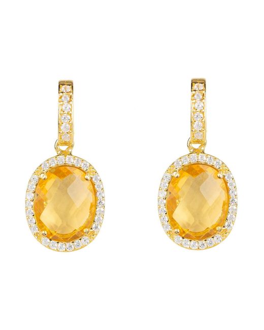 Latelita London Metallic Beatrice Oval Gemstone Drop Earrings Citrine Hydro