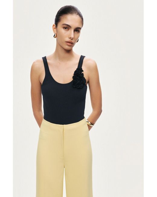 Nocturne Natural High-Waist Tailored Wide-Leg Pants