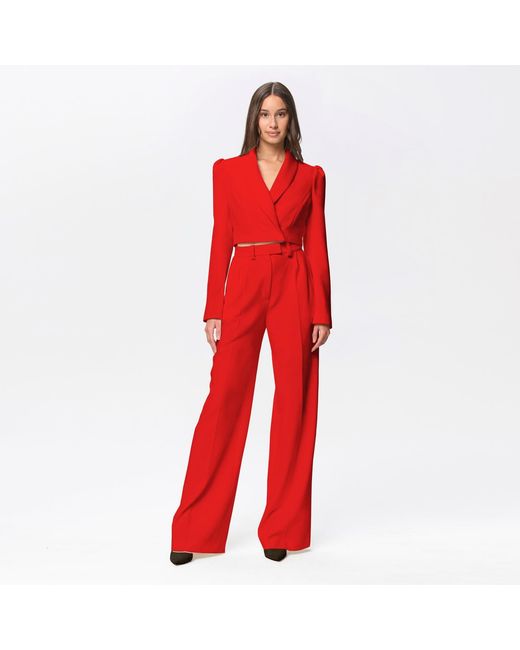Angelika Jozefczyk Red High-Waisted Wide-Leg Trousers Sanremo
