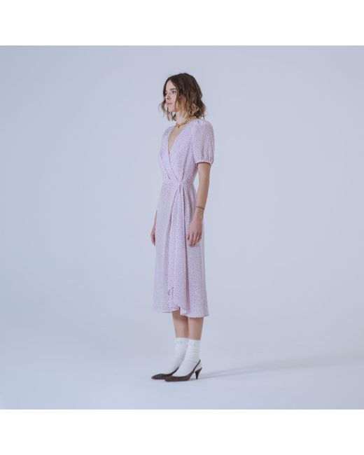 SVETA Milano Purple Berkeley Polka-Dot Silk Dress