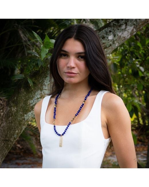 Ebru Jewelry Blue Forever Loved Pendant Beaded Necklace