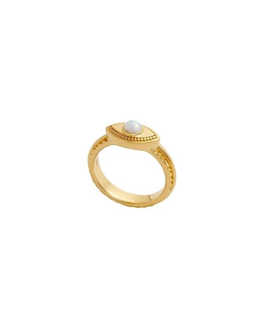Karma and Luck Metallic Guardian Glow Opal Evil Eye Ring