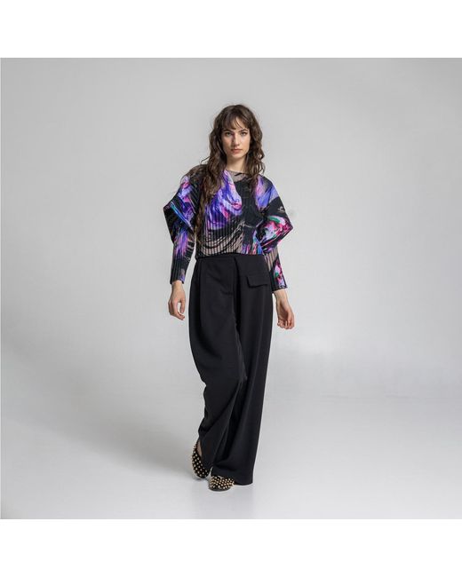 ARTISTA Black Max Wide Leg Folded Pants