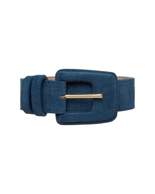 BeltBe Blue Suede Rectangle Buckle Belt