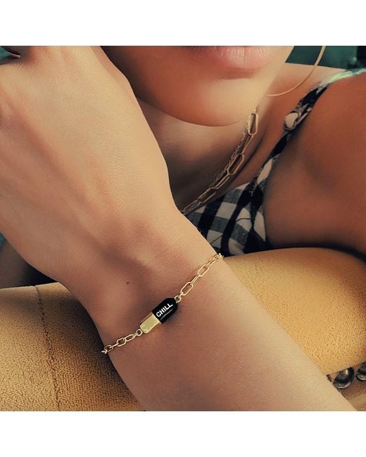 Kris Nations Multicolor Chill Pill Enamel Bracelet Sterling Silver & Black Enamel