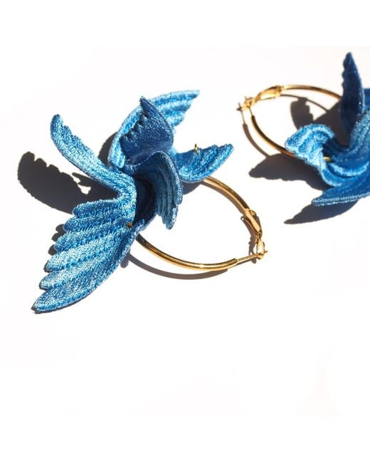 Nana Watanabe Blue Joy Little Bird Embroidery Earrings