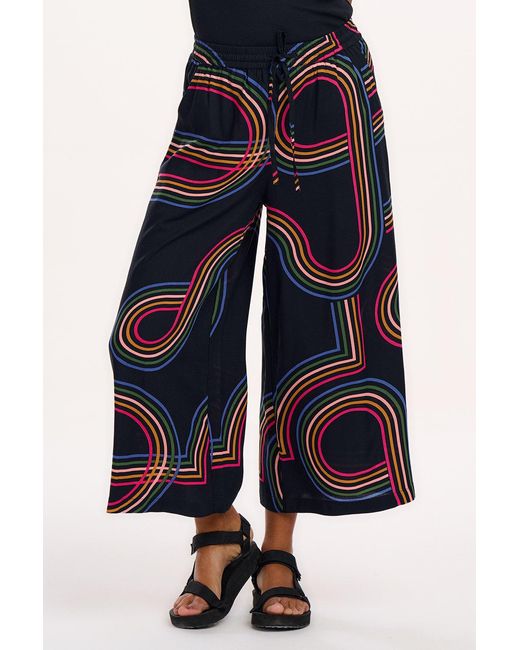 Sugarhill Blue Ameera Cropped Wide Leg Trousers, Retro Racer