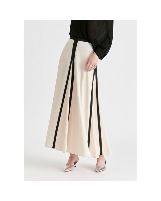 Paisie Natural Contrast Trim Maxi Skirt