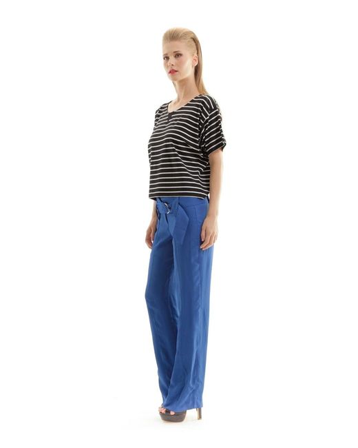 Conquista Blue Seamed Pants With Belt