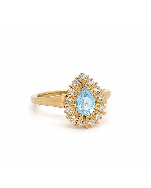 Talismania Jewelry Metallic Headwaters Pear Sky Topaz Ring Vermeil