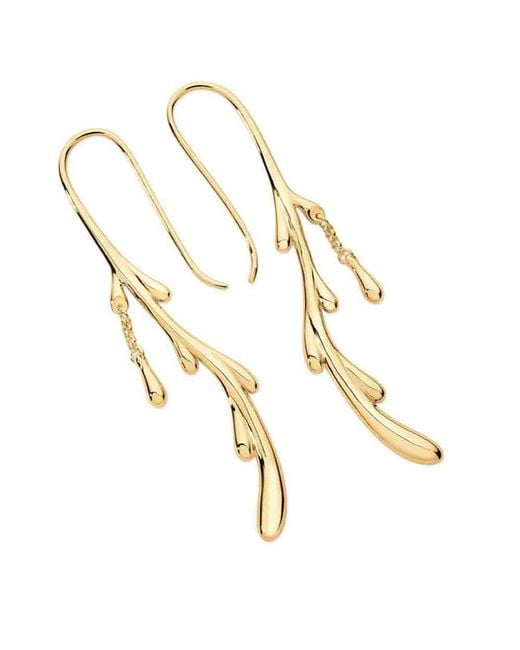 Lucy Quartermaine Metallic Drop Shepherds Crook Earrings