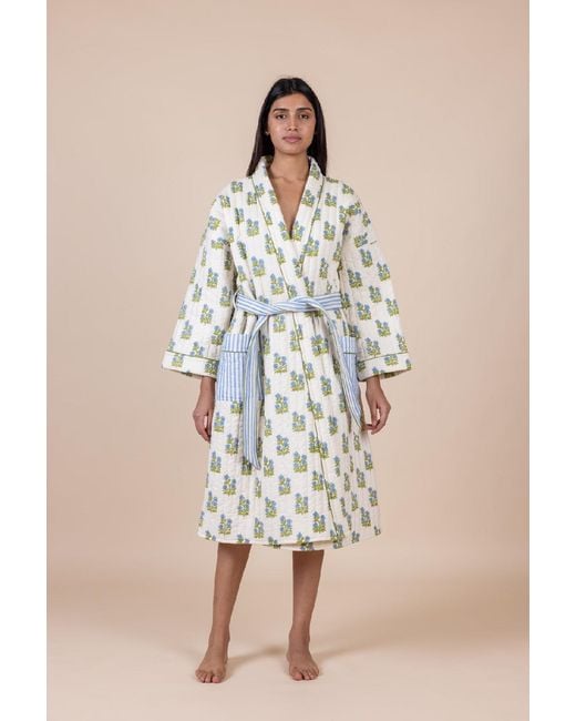 Mooch Cotswolds Metallic Quilted Luxury Cotton Dressing Gown Robe