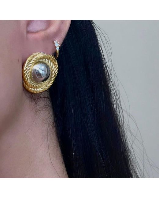 Nazzar Metallic Two-Tone Rope Round Vintage Earrings