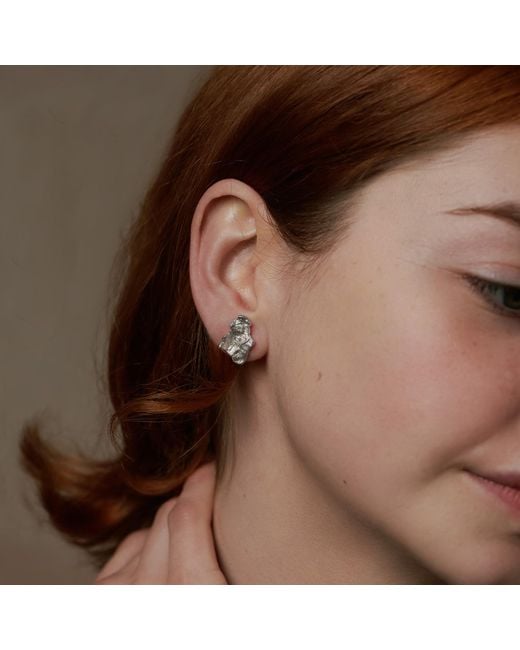 Janus Edinburgh Gray Eighe Sterling Textured Stud Earrings