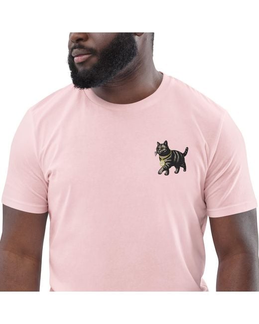 Anchor and Crew Pink Cotton Cool Cat Actual Life Organic Cotton Embroidered T-Shirt for men